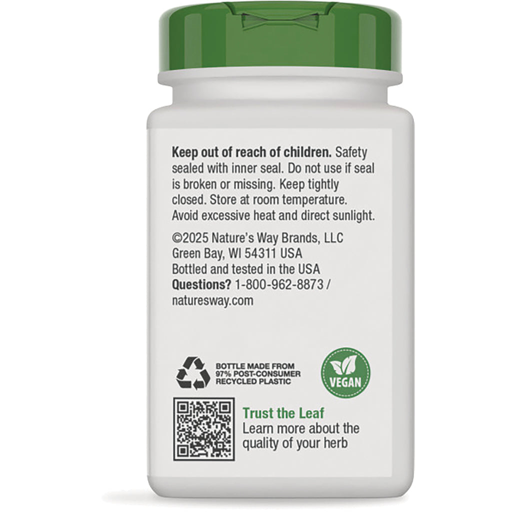NW118 | back label of white supplement bottle with safety instructions, vegan icon, recycling symbol and QR code - Thumbnail