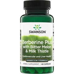 SW1875 | Swanson Berberine Plus with Bitter Melon & Milk Thistle herbal supplement, 60 capsules
