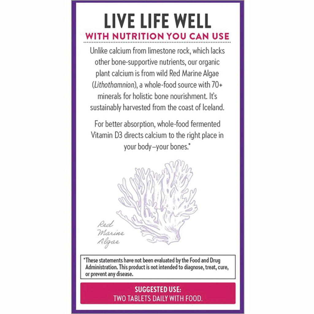 NWC376 | Back panel with product claims about red marine algae, harvesting, and suggested use two tablets daily - Thumbnail