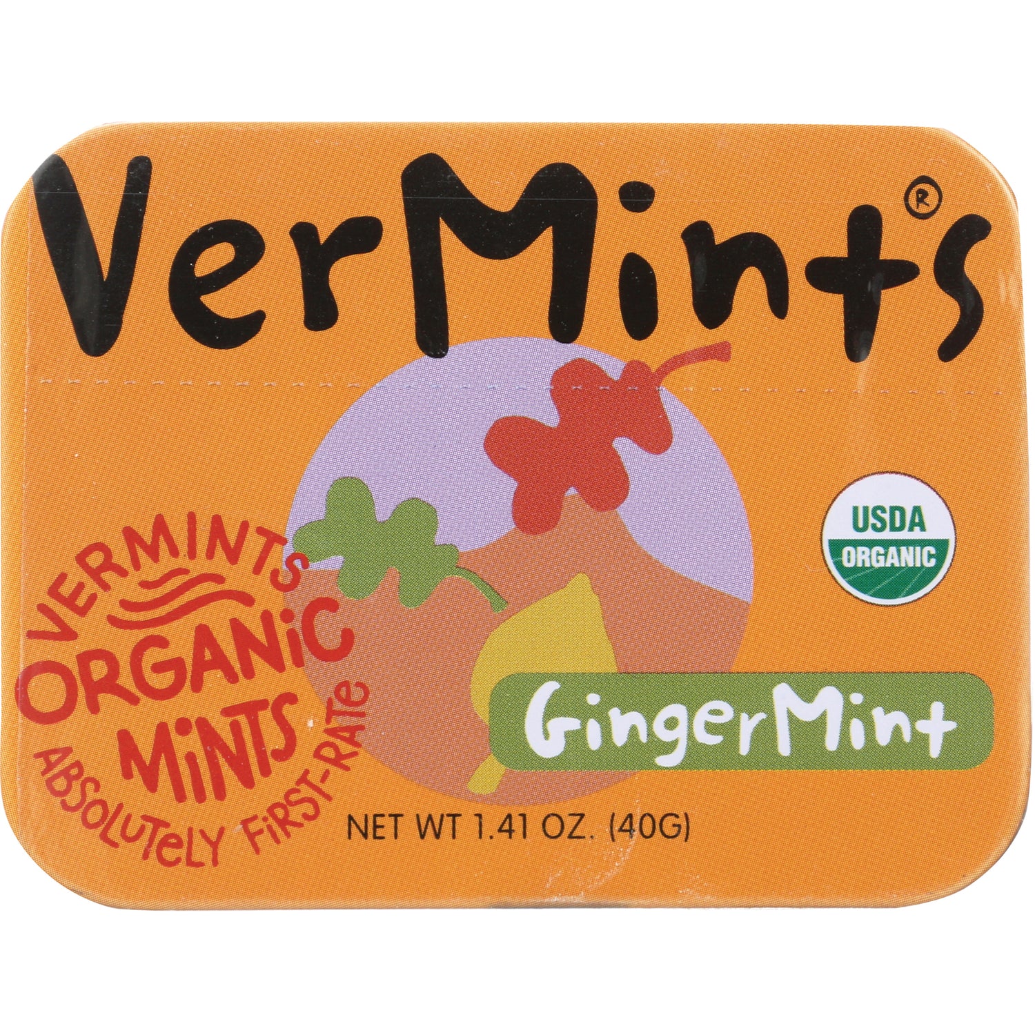 VER002 | VerMints GingerMint organic mints tin, USDA Organic, 1.41 oz