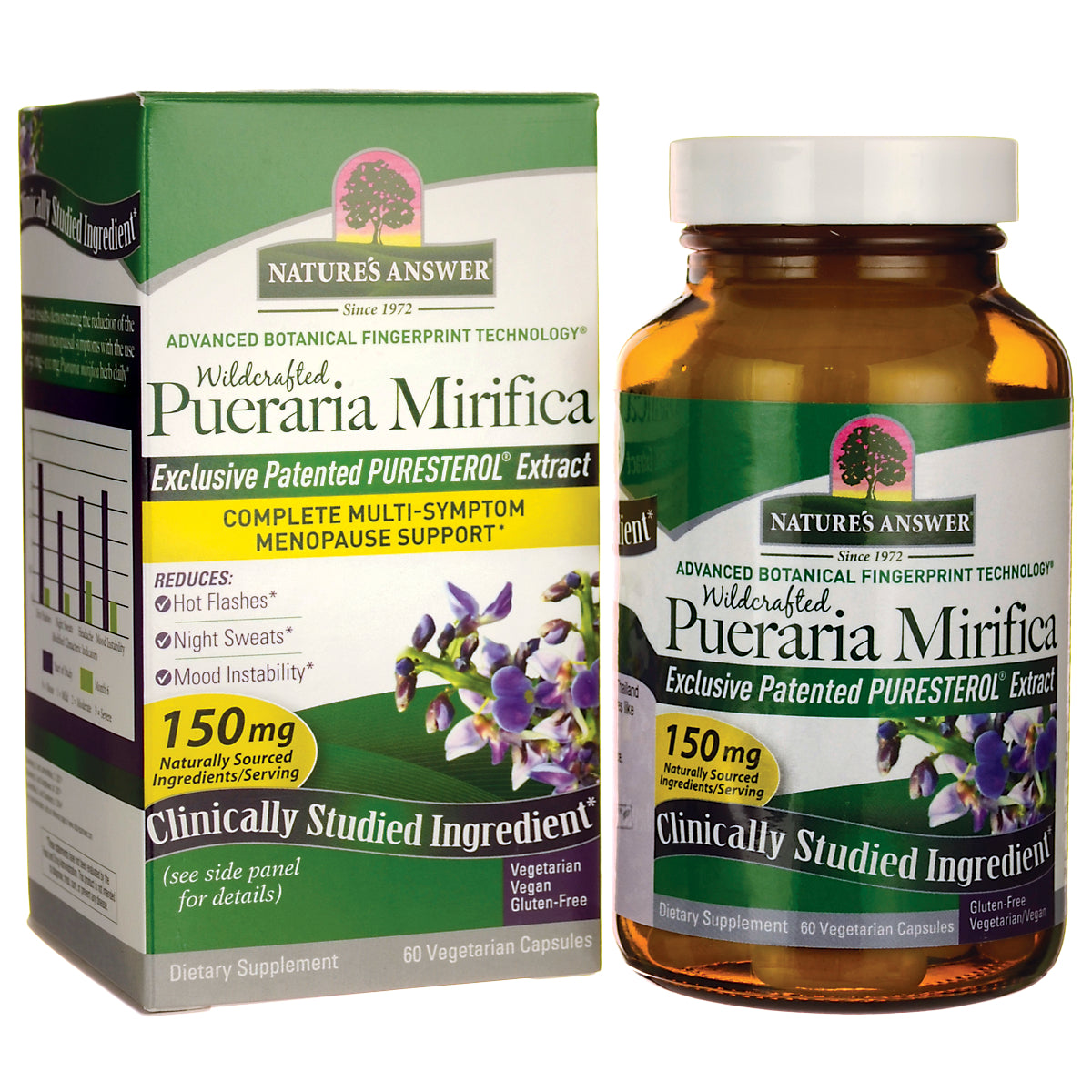 NAT149 | Nature's Answer Pueraria Mirifica 150 mg supplement bottle and box