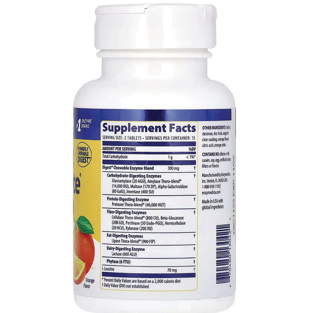 EMD073 | Back of white supplement bottle showing Supplement Facts panel, ingredient details, barcode and orange graphic - Thumbnail