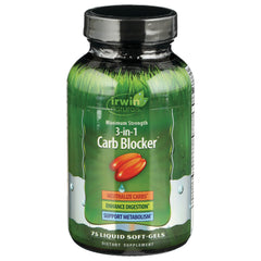 IR075 | Irwin Naturals 3-in-1 Carb Blocker bottle with green label, 75 liquid soft-gels