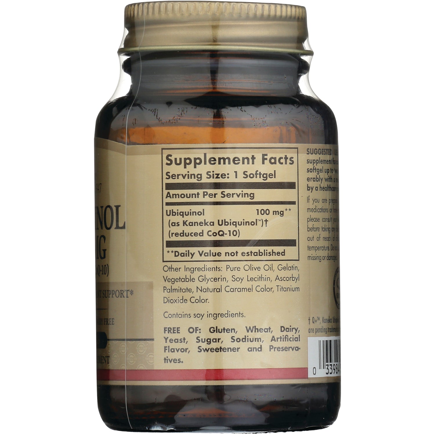 SLG303 | back label showing Supplement Facts panel with Ubiquinol 100 mg and ingredient list