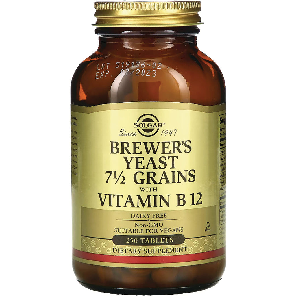 SLG263 | Amber glass bottle of Solgar Brewer's Yeast 7 1/2 Grains with Vitamin B12, 250 tablets - Thumbnail