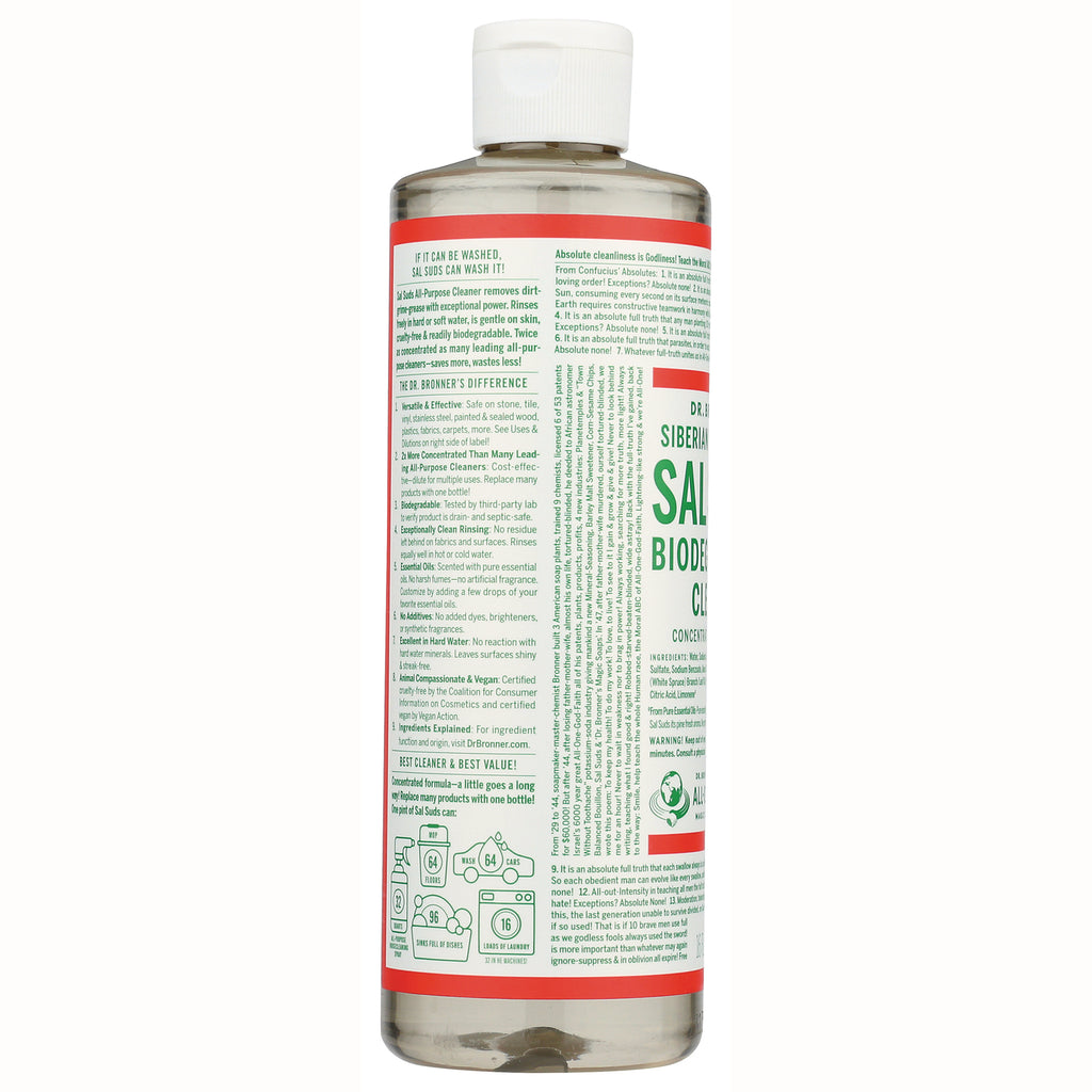 DRB055 | back label infographic of concentrated cleaner showing directions, ingredients, and usage icons - Thumbnail