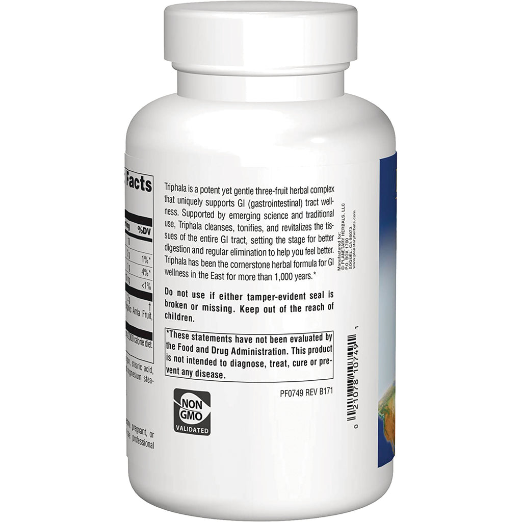 back label of white supplement bottle showing ingredient and warning text, Non GMO validated seal and barcode - Thumbnail