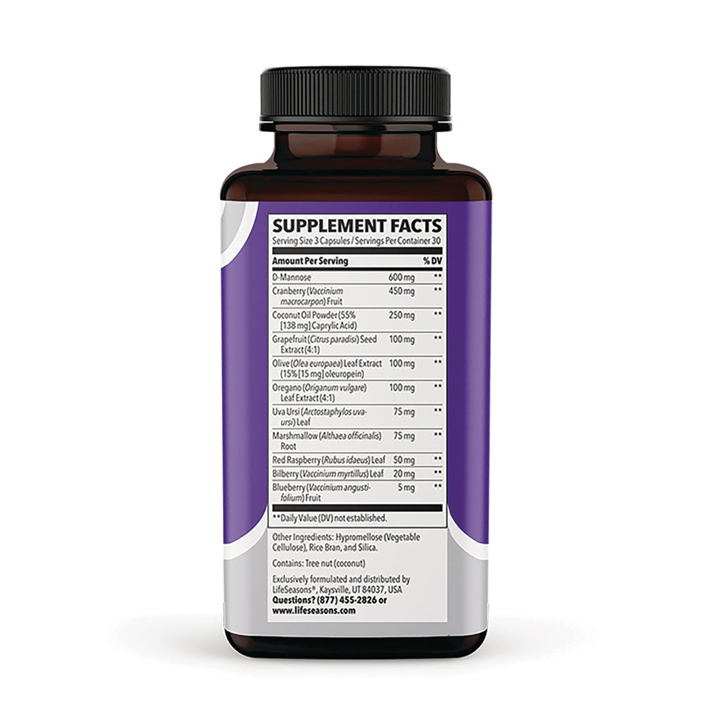 LSS010 | Back of brown supplement bottle showing SUPPLEMENT FACTS panel and ingredient list - Thumbnail