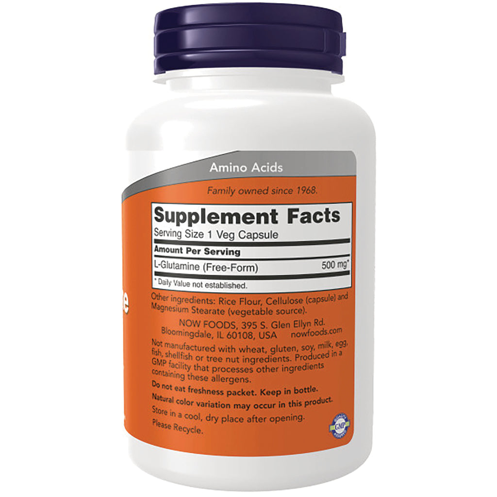 NWF225 | Back label with Supplement Facts showing L-Glutamine 500 mg and ingredients - Thumbnail