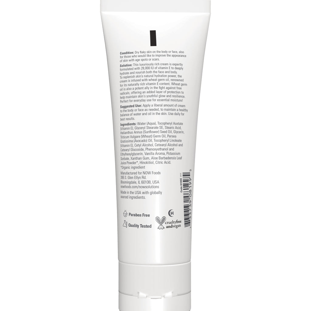 NWF515 | Back of white cream tube showing ingredients text, barcode, Paraben Free and cruelty free icons - Thumbnail