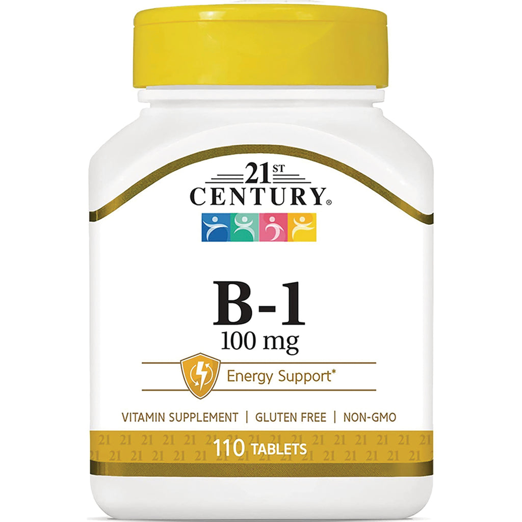 CNT163 | 21st Century B-1 100 mg vitamin supplement bottle, 110 tablets, energy support, gluten free non-GMO - Thumbnail