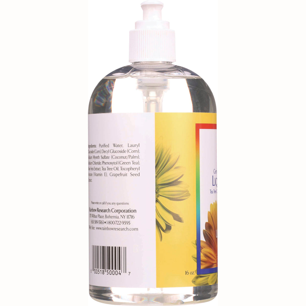 RBR036 | Back label showing ingredients, barcode and yellow floral product infographic on clear pump bottle - Thumbnail