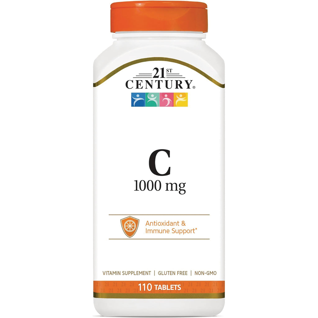 CNT172 | 21st Century Vitamin C 1000 mg white bottle with orange cap, 110 tablets, labeled Antioxidant & Immune Support, gluten free non-GMO - Thumbnail