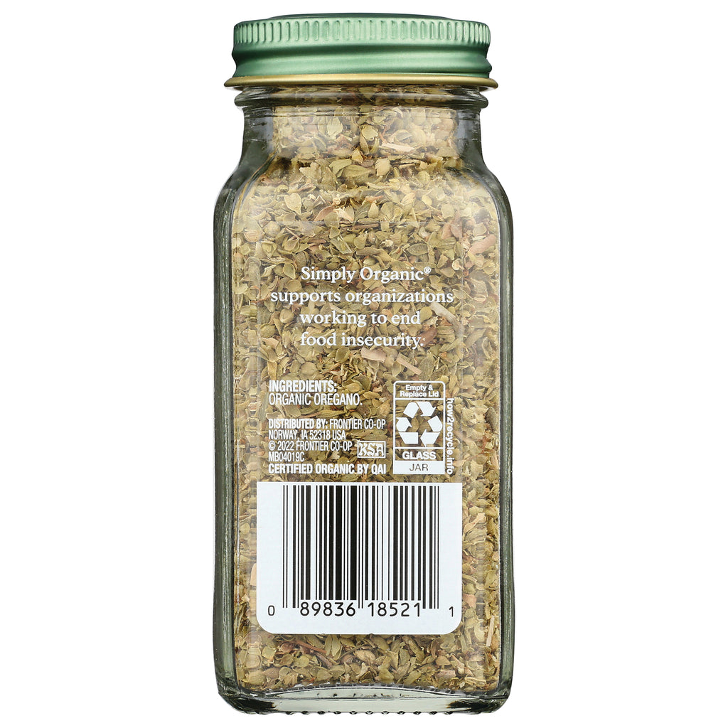 SMP016 | Back of Simply Organic oregano jar with ingredients, recycling info, and barcode - Thumbnail