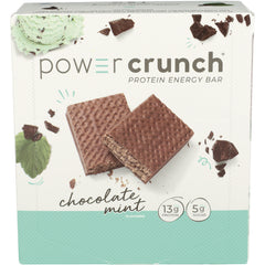 BNR011 | Power Crunch chocolate mint protein energy bar box with two chocolate-coated wafer bars and 13g protein, 5g sugar