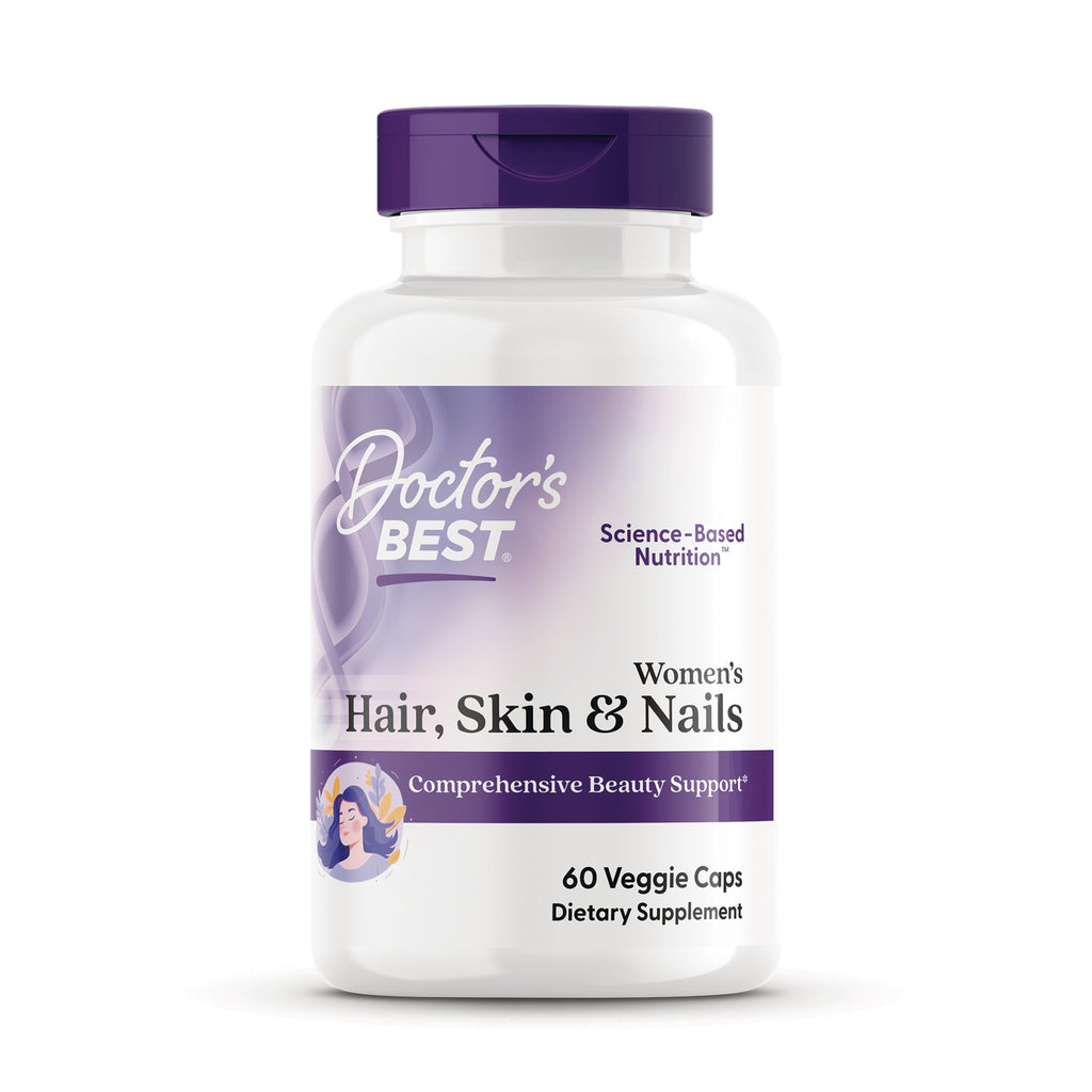 DB302 | Doctor's Best Women's Hair, Skin & Nails supplement bottle, 60 Veggie Caps - Thumbnail