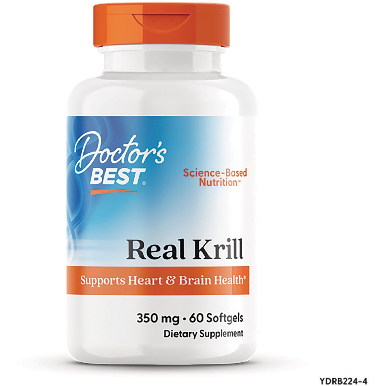 DB193 | Doctor's Best Real Krill 350 mg 60 softgels bottle, supports Heart & Brain Health