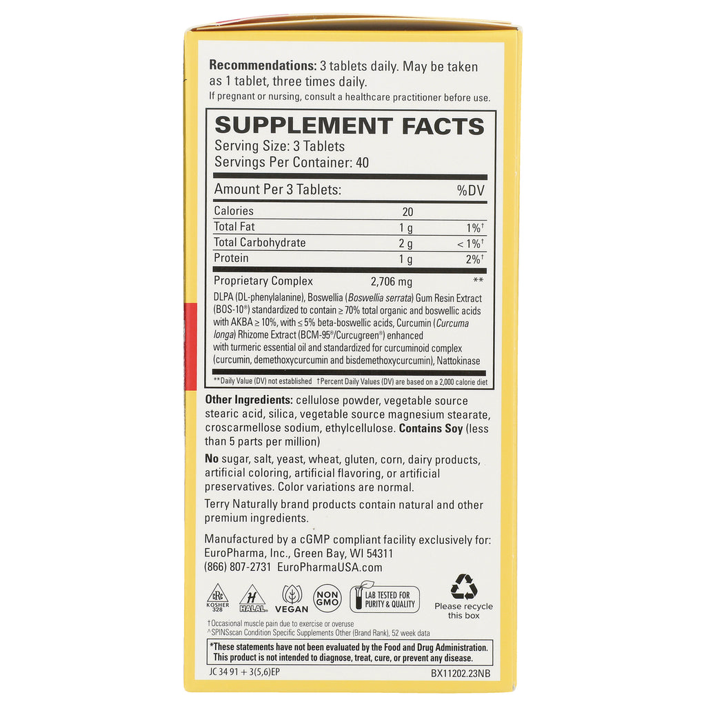 EUR026 | back panel showing supplement facts table, serving size, ingredients, warnings, and manufacturer information - Thumbnail