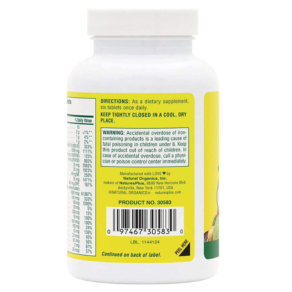 NTP040 | Back label of white supplement bottle showing directions, warning box, barcode and product number - Thumbnail