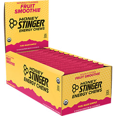 HST050 | Honey Stinger Energy Chews Fruit Smoothie open display box showing rows of pink energy chew packets