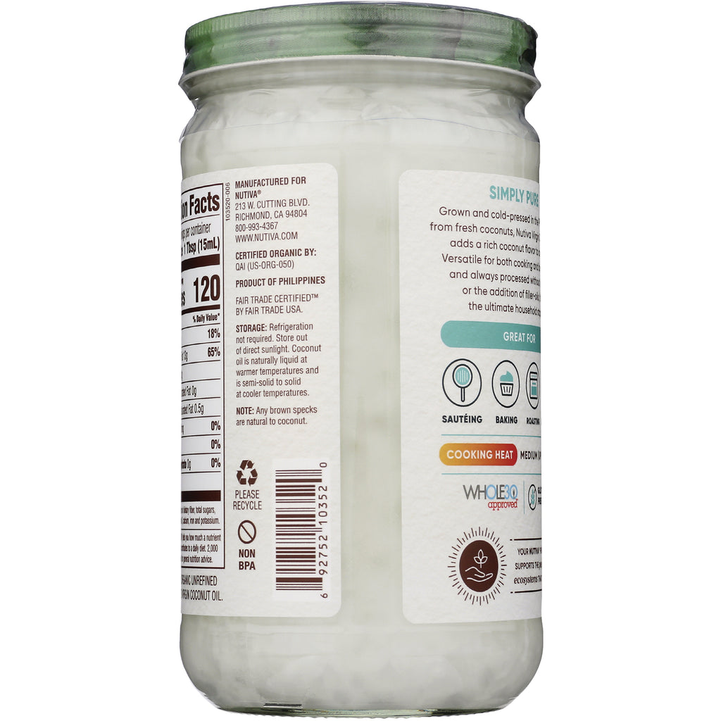 NTV042 | Back label of glass jar showing nutrition facts, barcode, storage instructions and cooking icons - Thumbnail
