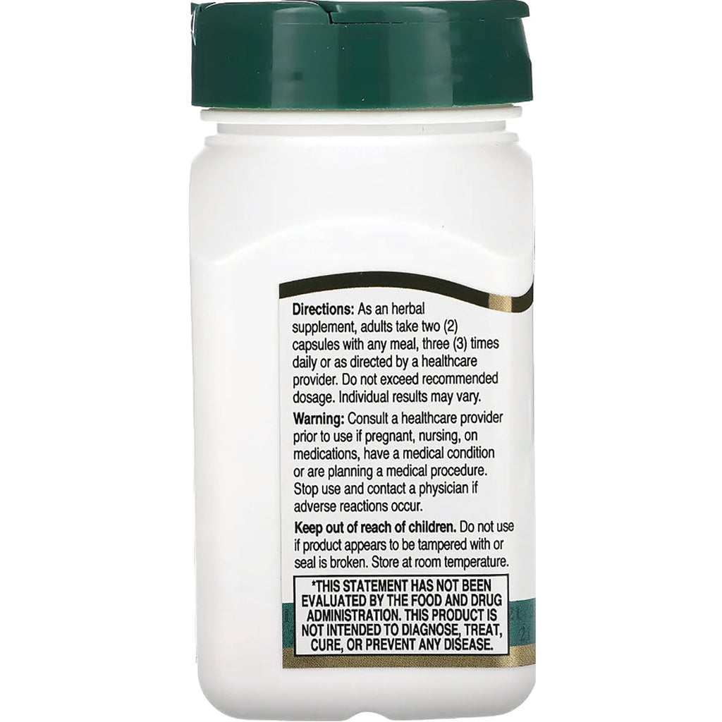 CNT043 | Back of white supplement bottle with green cap showing directions, warnings, and FDA disclaimer label - Thumbnail