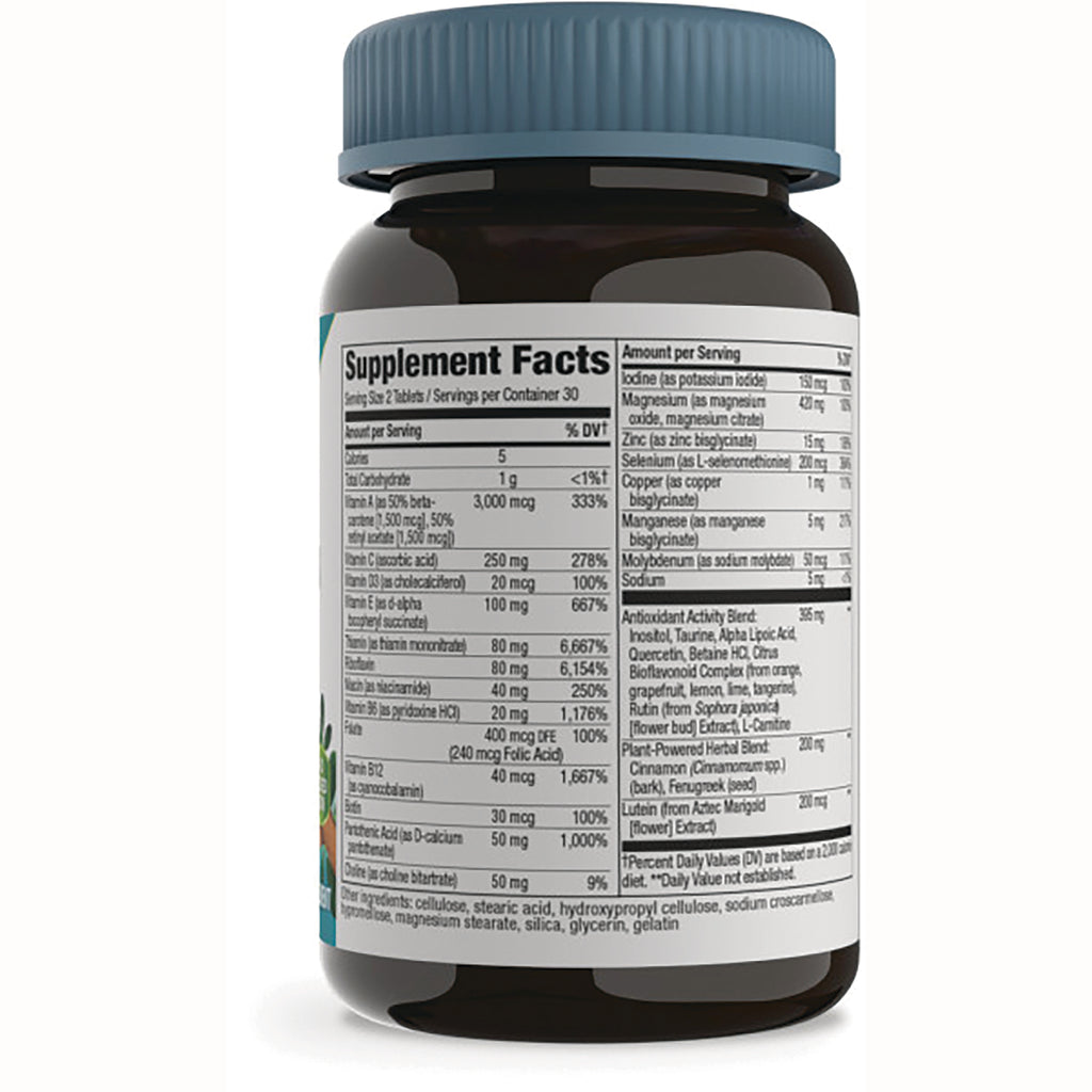 NW573 | Back label showing Supplement Facts and ingredient panels on brown bottle with blue cap - Thumbnail