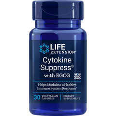 LE258 | Life Extension Cytokine Suppress with EGCG blue supplement bottle, 30 vegetarian capsules