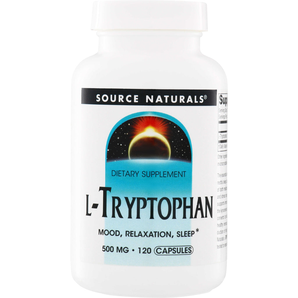 SN389 | Source Naturals L-Tryptophan dietary supplement, 500 mg, 120 capsules - Thumbnail