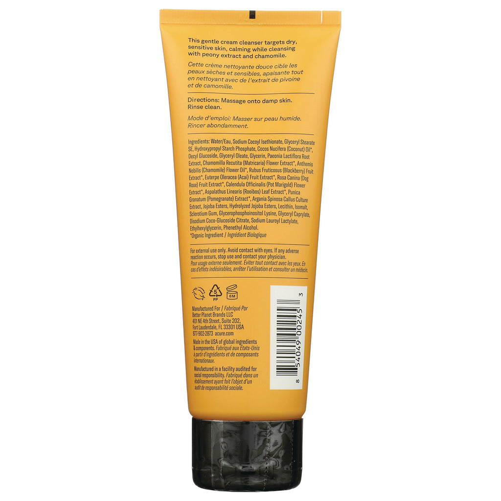 ACR031 | Back of cream cleanser tube with directions, ingredients list, and barcode - Thumbnail