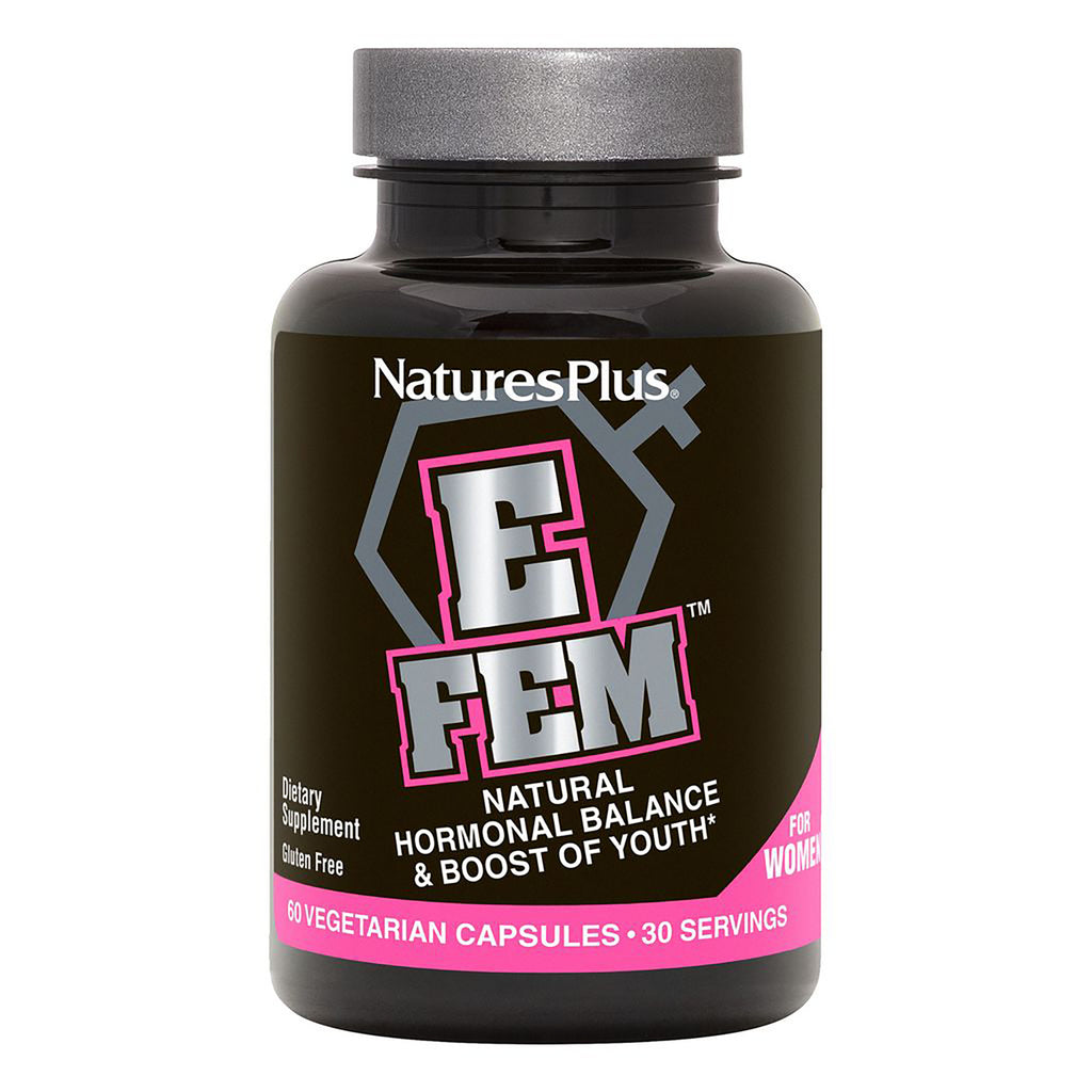 NTP279 | Natures Plus E FEM bottle, natural hormonal balance supplement, 60 vegetarian capsules - Thumbnail