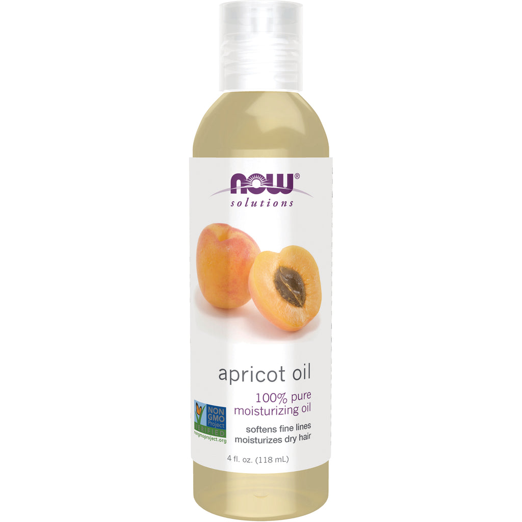 NWF589 | clear bottle of apricot oil with label showing apricot image and text apricot oil 100% pure moisturizing oil - Thumbnail