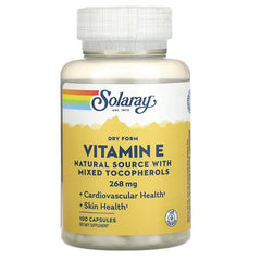 SLR346 | Solaray Dry Form Vitamin E 268 mg, natural source with mixed tocopherols, 100 capsules