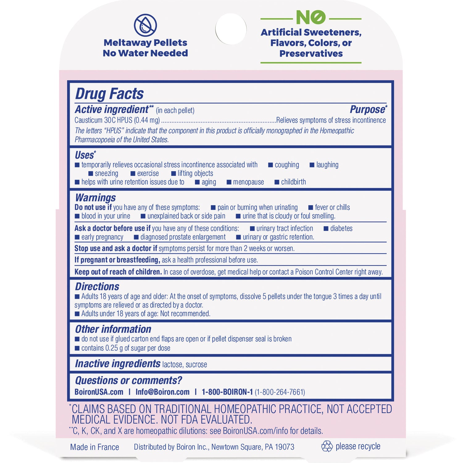 BRN126 | Back label showing Drug Facts with active ingredient, uses, warnings, directions, and contact information