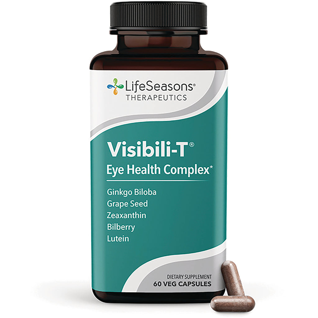 LSS006 | LifeSeasons Visibili-T eye health complex bottle front showing label and two brown capsules - Thumbnail