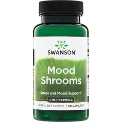 SW1881 | Swanson Mood Shrooms supplement bottle, Stress and Mood Support, 60 capsules