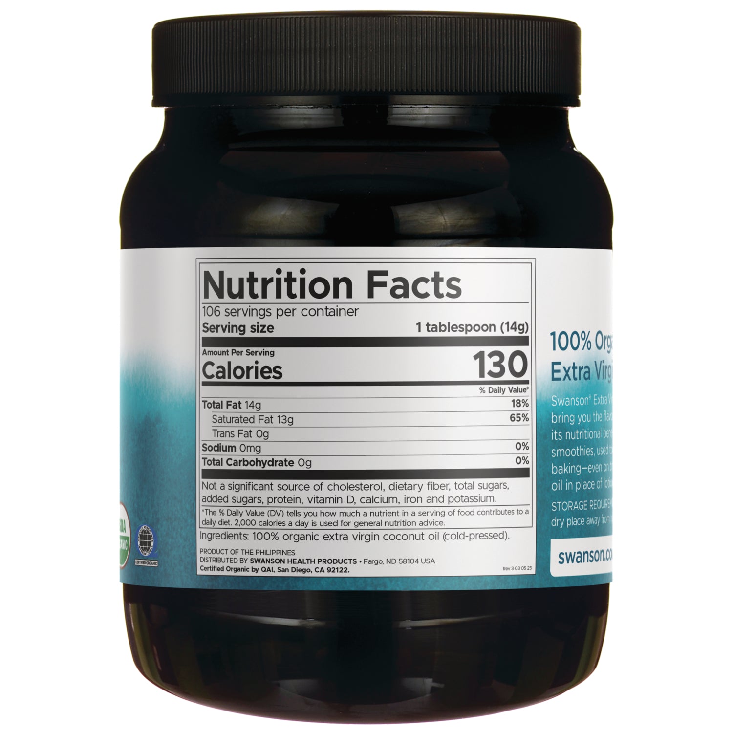 SWF125 | Back label with ingredients and serving information