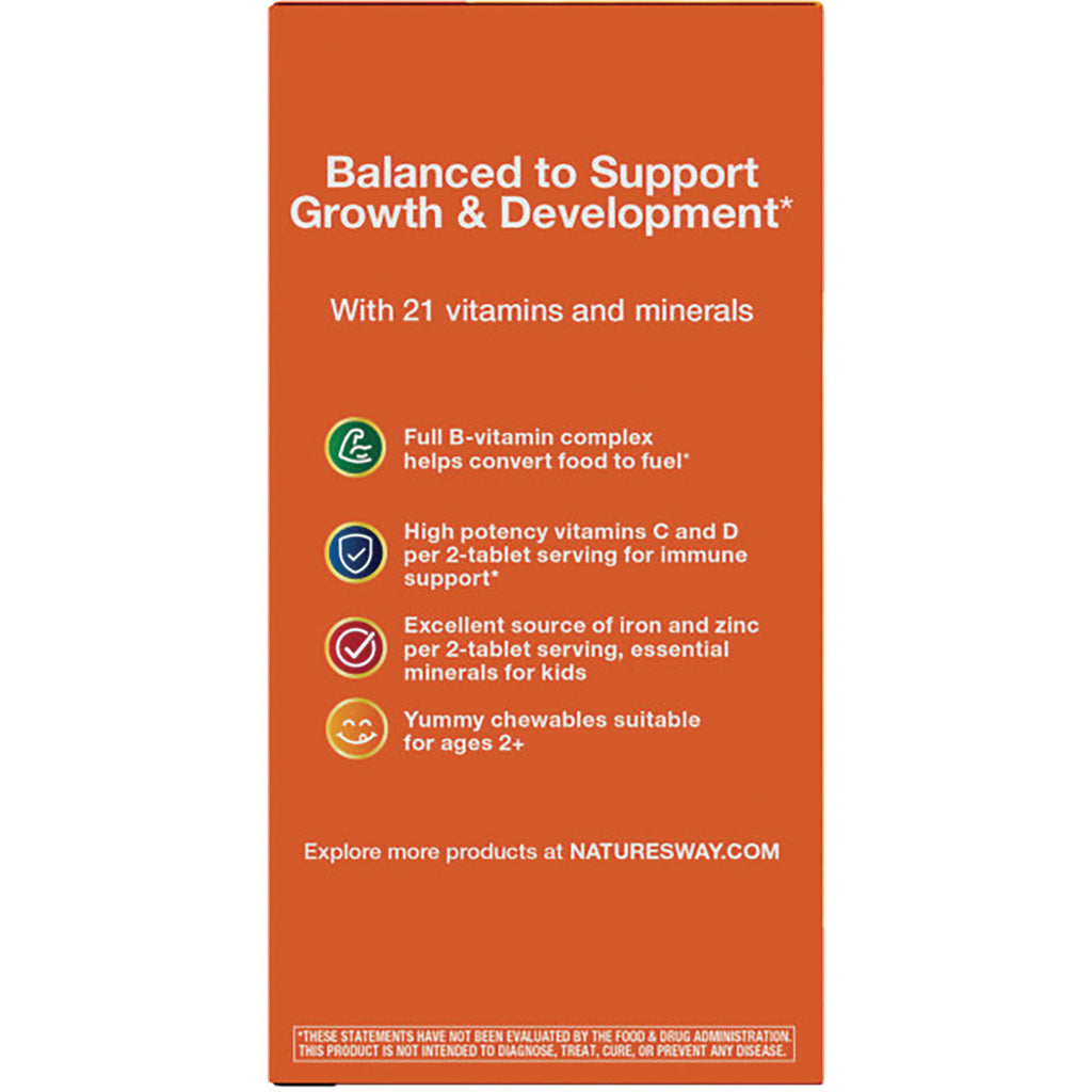 NW800 | orange product infographic reading Balanced to Support Growth & Development with 21 vitamins and minerals and four feature icons - Thumbnail