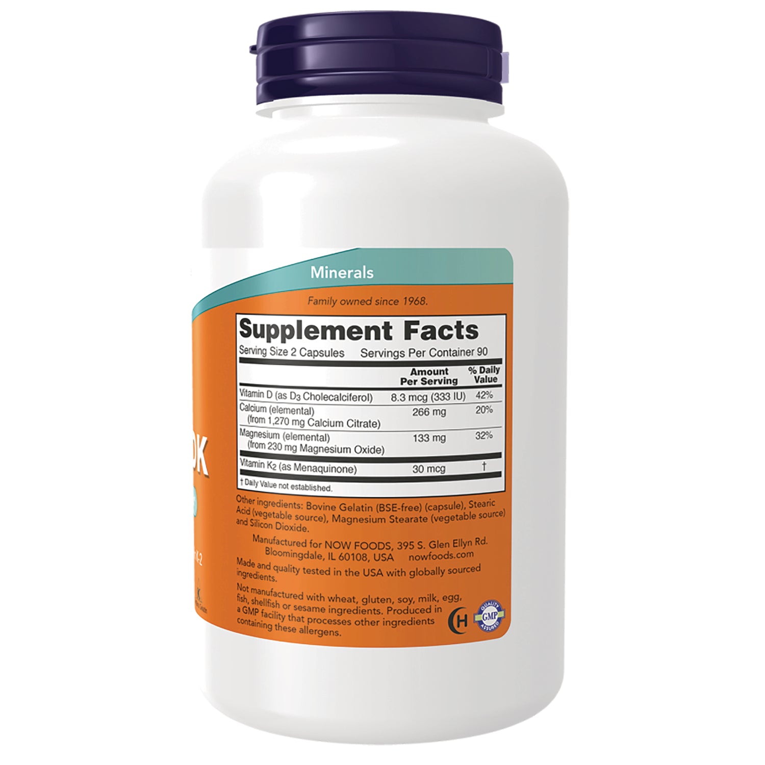 NWF1382 | Back of white supplement bottle showing Supplement Facts label and ingredient list