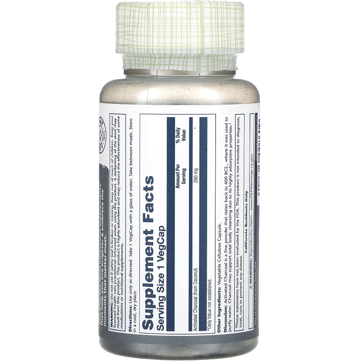 SLR428 | back label showing Supplement Facts Serving Size 1 VegCap on supplement bottle