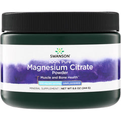 SW1754 | Swanson 100% Pure Magnesium Citrate Powder, Unflavored, 630 mg per serving, 8.6 oz