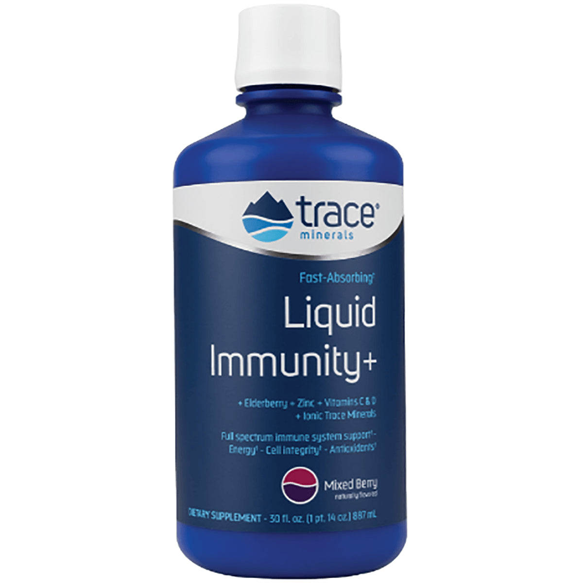 TM110 | Trace Minerals Liquid Immunity+ mixed berry, 30 fl oz supplement bottle