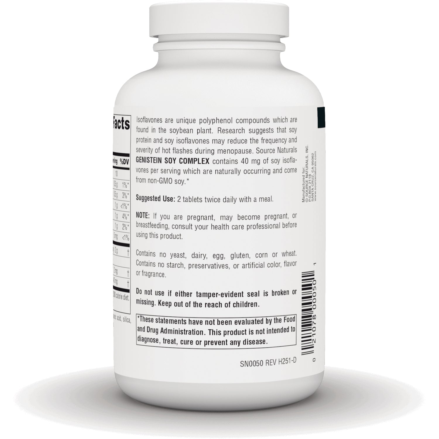 SN241 | Back label with suggested use, warnings, ingredients details, and barcode