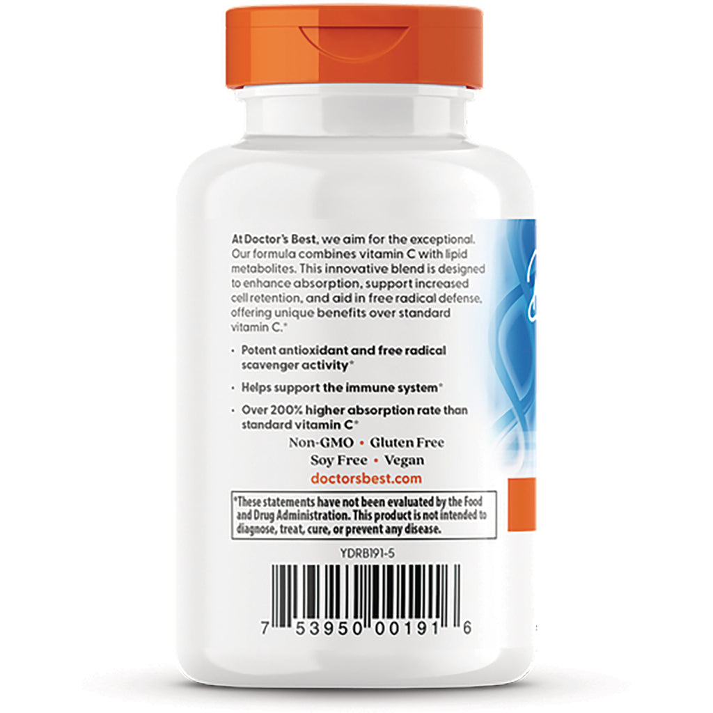 DB165 | back label of white supplement bottle showing product claims, small text, and barcode - Thumbnail