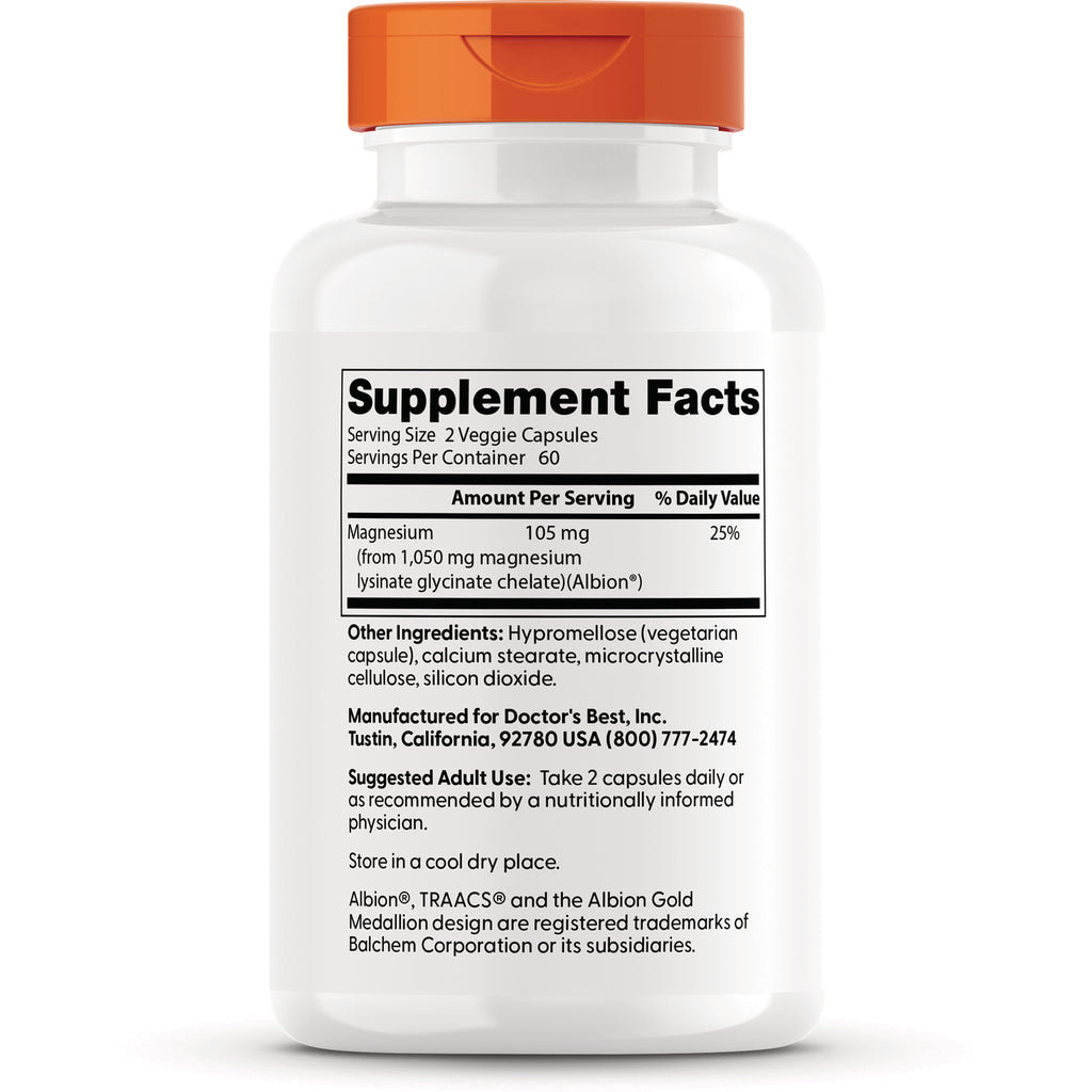 DB284 | Back label showing Supplement Facts listing magnesium 105 mg, other ingredients, and suggested use - Thumbnail