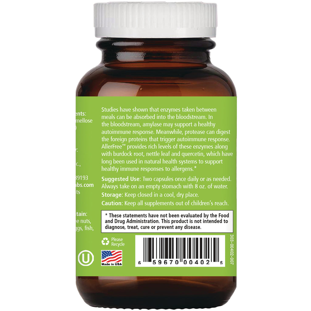 PEL055 | Back of brown supplement bottle with green label showing directions, caution, barcode and Made in USA logo - Thumbnail
