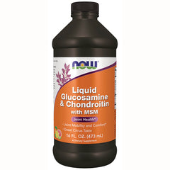 NWF061 | NOW Liquid Glucosamine & Chondroitin with MSM 16 FL. OZ (473 mL) orange label bottle