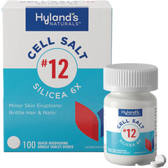 HY270 | Hyland's Cell Salt #12 Silicea 6X box and bottle with two tablets, 100 quick-dissolving single tablet doses