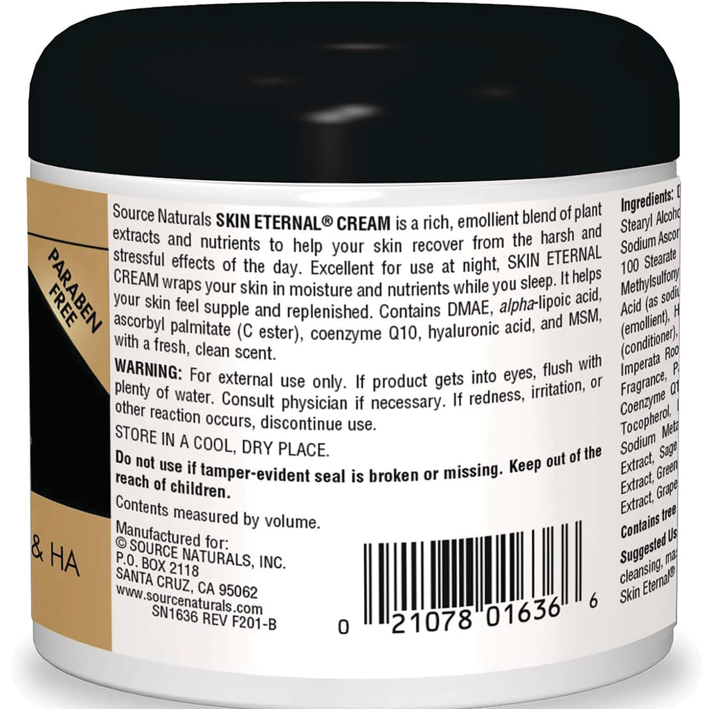 SN151 | Back label of Skin Eternal cream jar showing product description, warning text and barcode - Thumbnail