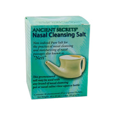 NRL002 | Ancient Secrets Nasal Cleansing Salt box with neti pot illustration and product text
